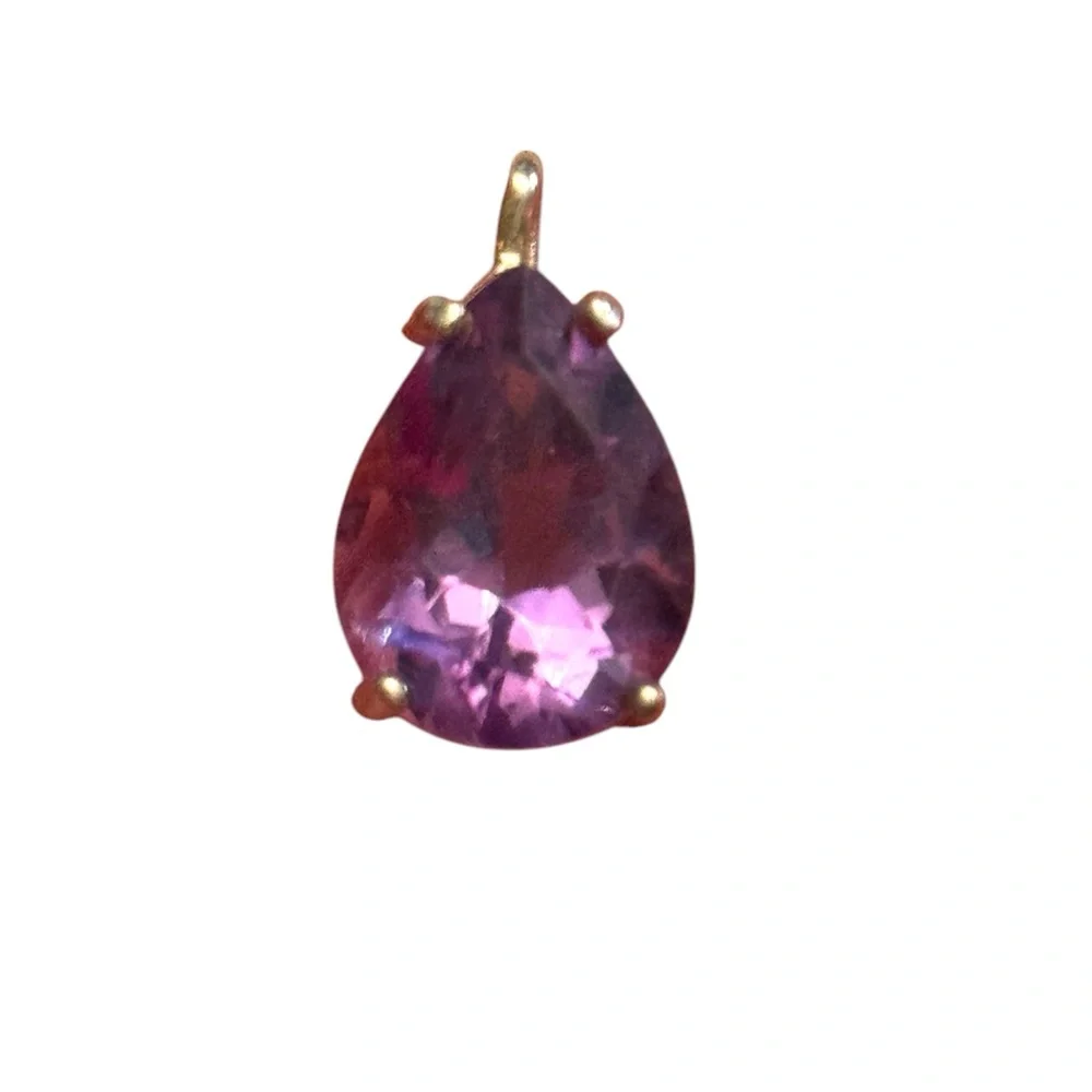 Elegant Purple Simulated Amethyst Teardrop Pendant - Picture 1 of 3